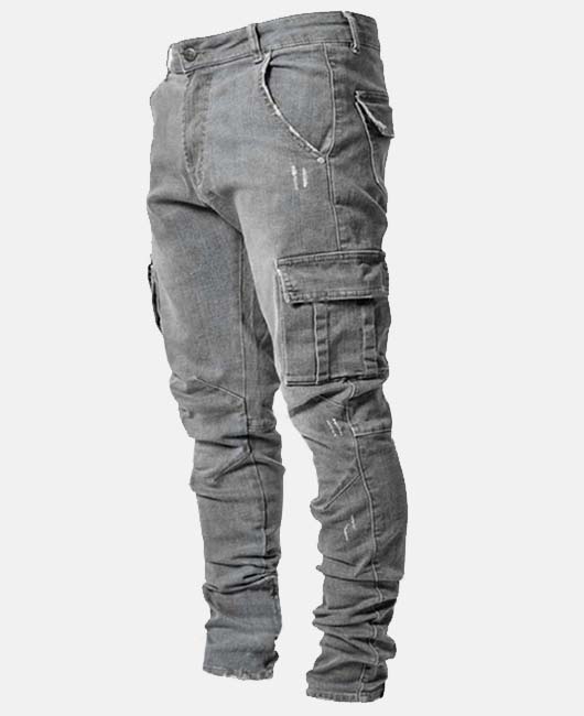 Casual Denim Solid Slant Pocket Pencil Jeans