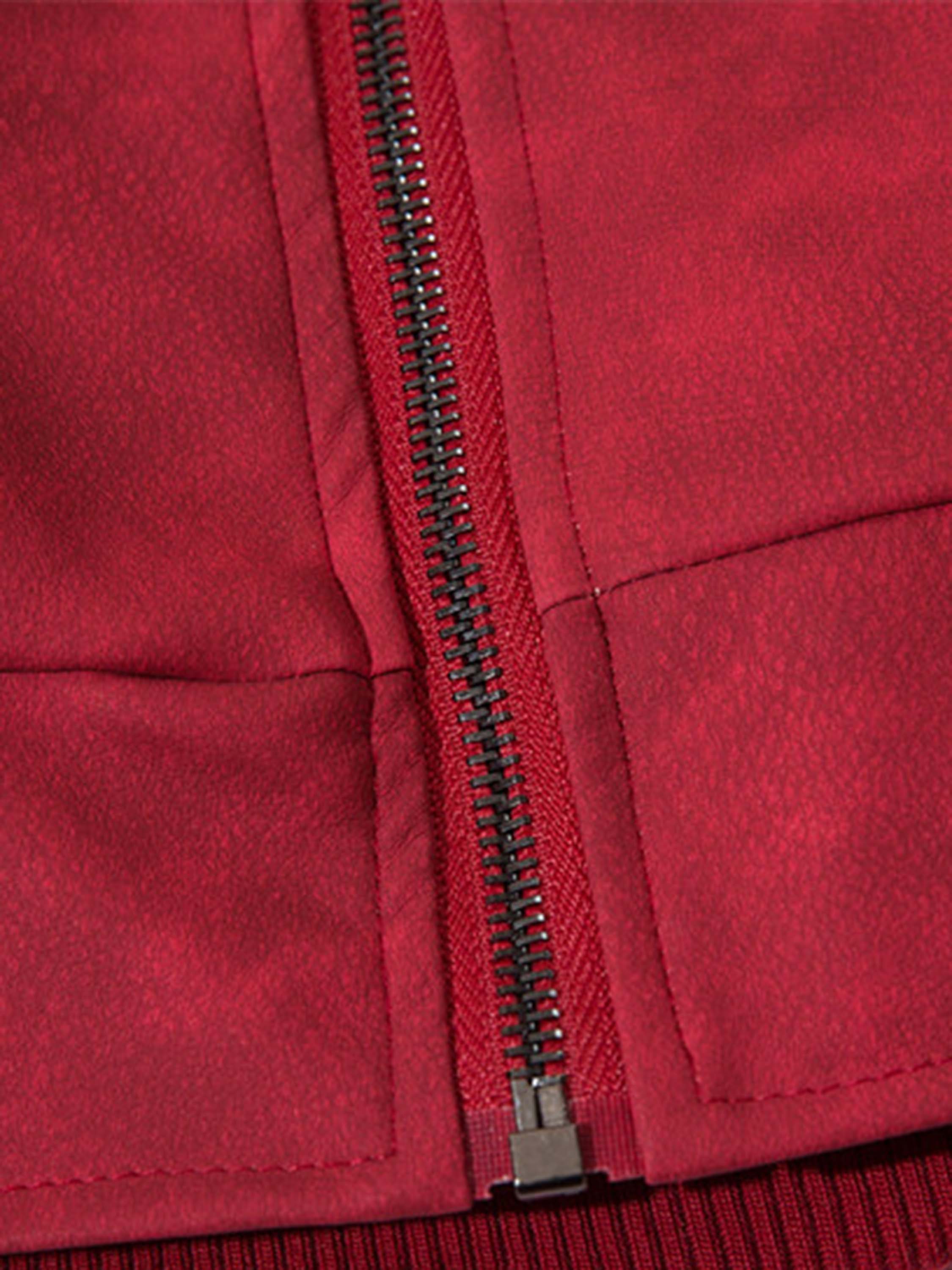 The Vimiaparty American Street Tide Patch Leather Embroidered Monogram Baseball Jacket