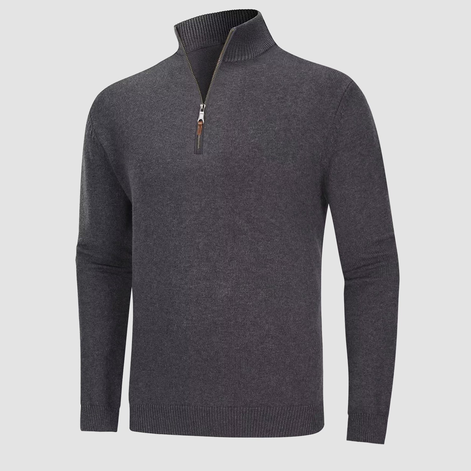 Men's Sweaters Casual Knitted Turtleneck Pullover with 1/4 Zip