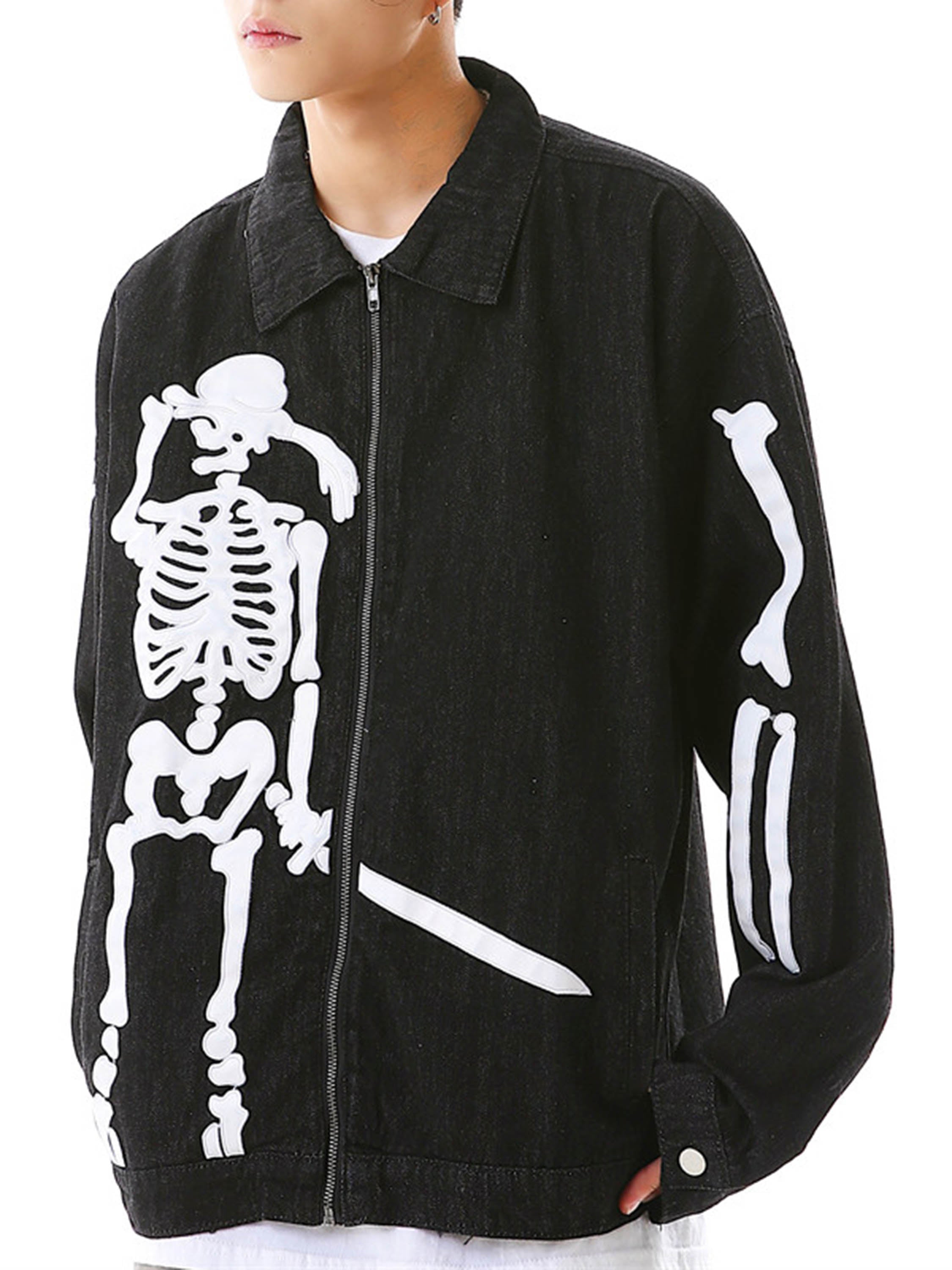 The Vimiaparty European And American Personalized Skull And Bone Embroidered Denim Jacket