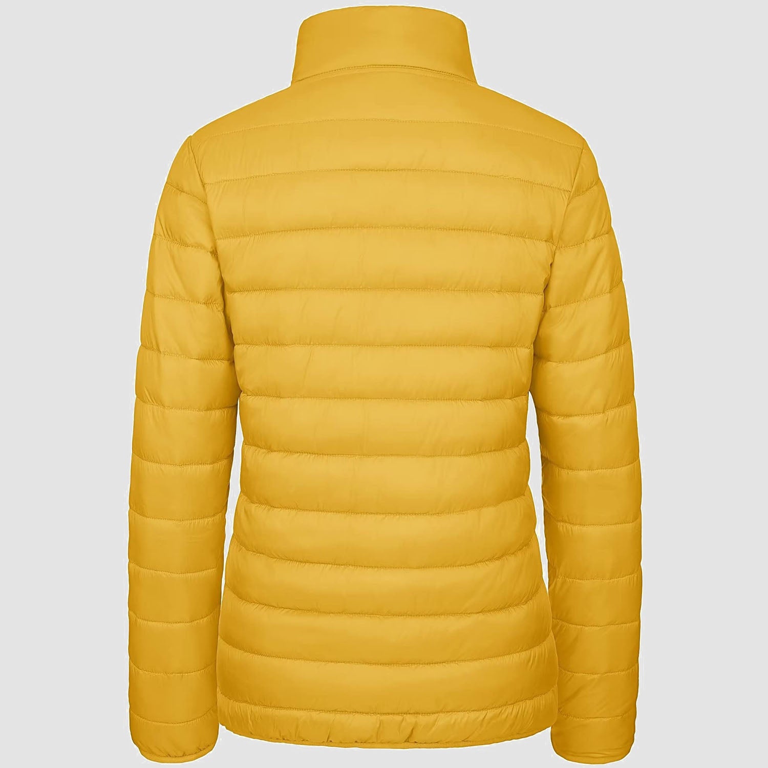 Women Lightweight Puffer Jacket Stand Collar Full Zip Quilted Lined Winter Coat