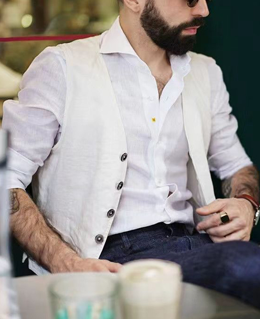 Casual Plain Single Breasted Cotton Blazer Vest
