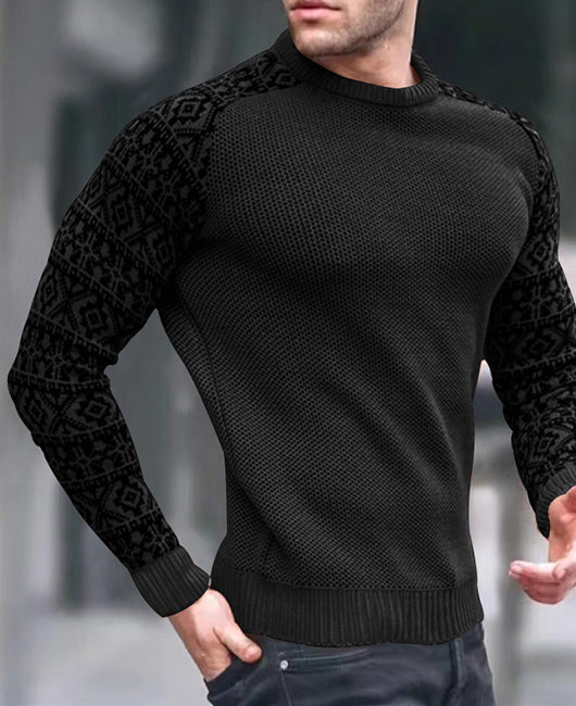 Contrast Geo Panel Waffle Knit Top
