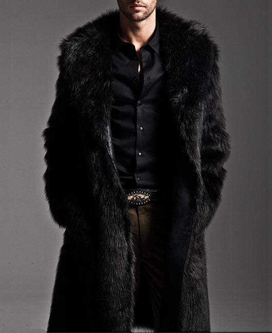 Casual Lapel Faux Fur Luxury Longline Coat