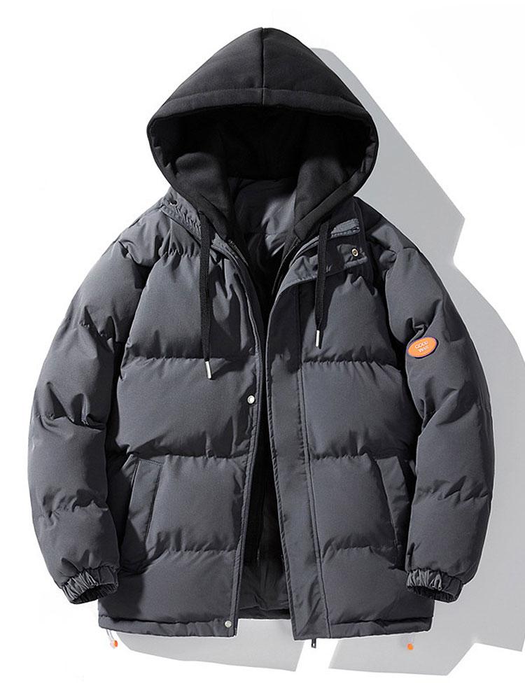 Contrast Hooded Puffer Coat