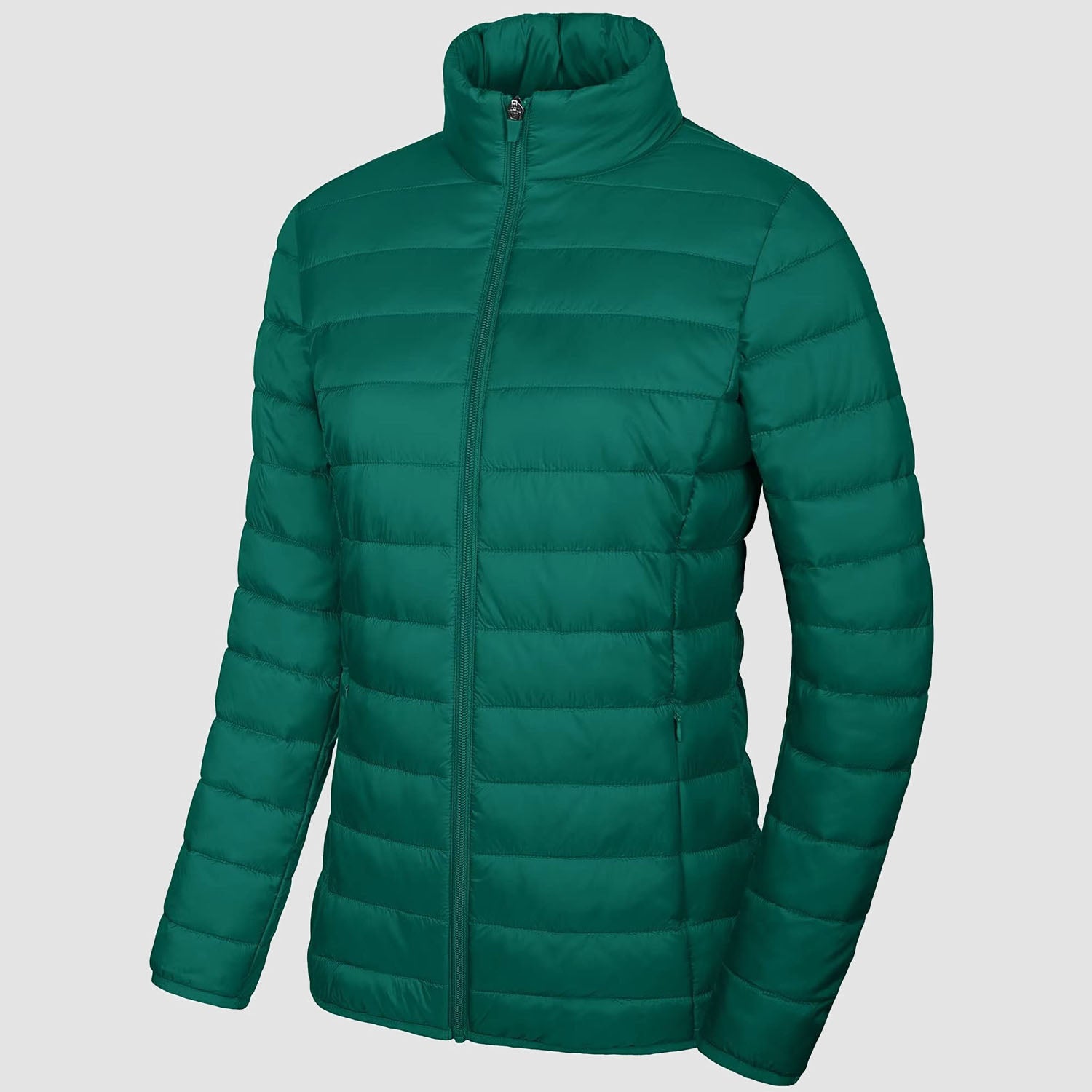 Women Lightweight Puffer Jacket Stand Collar Full Zip Quilted Lined Winter Coat