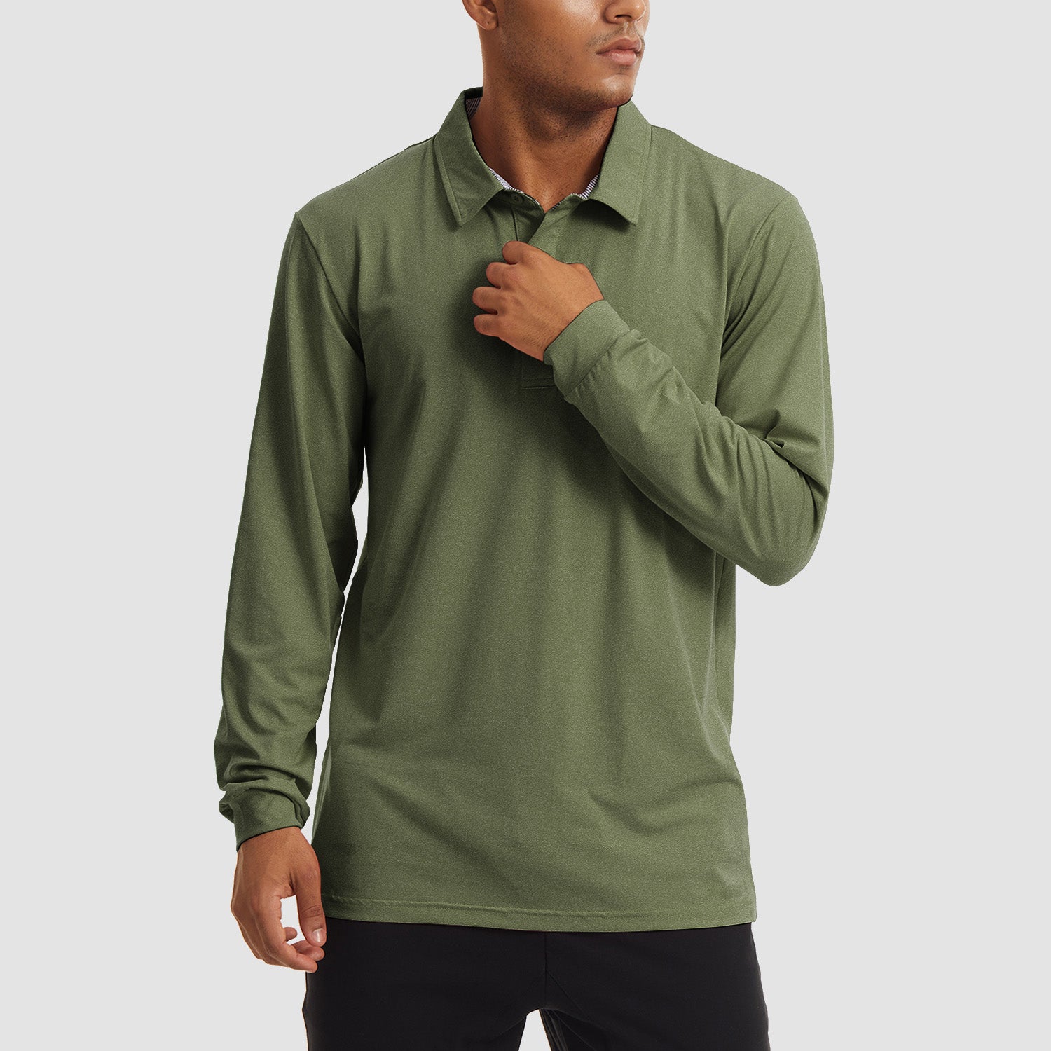 Men's Polo Shirts Long Sleeve Golf Shirts Quick Dry Performance Pique Jersey Sport