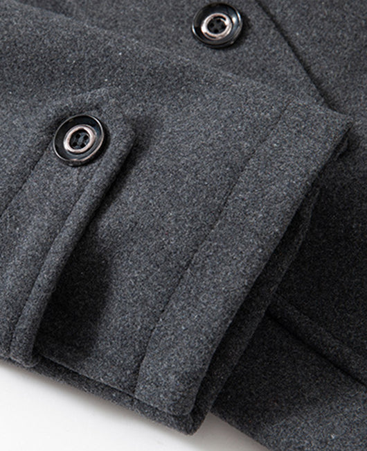 Double Collar Zipper Up Buttoned Thermal Coat