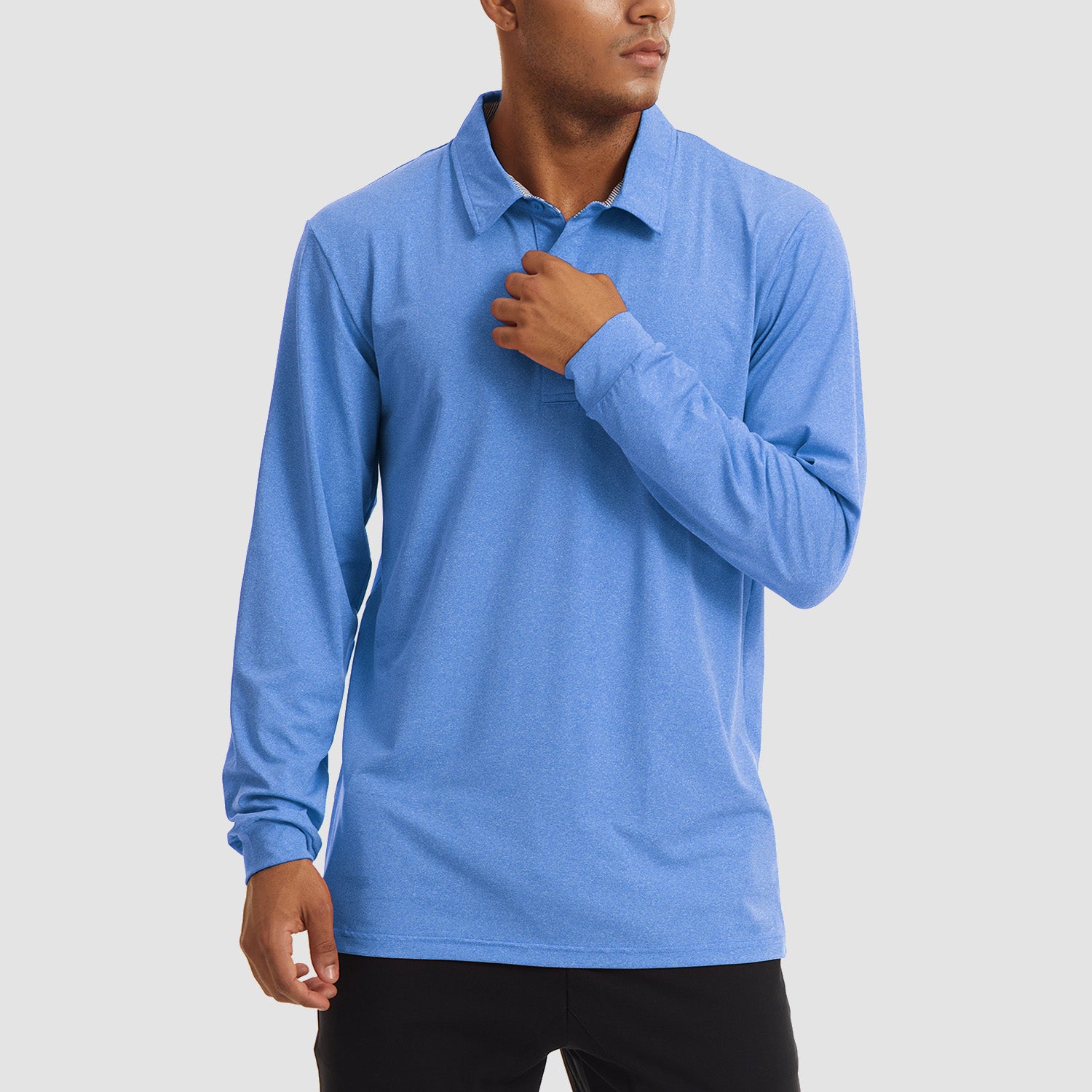 Men's Polo Shirts Long Sleeve Golf Shirts Quick Dry Performance Pique Jersey Sport