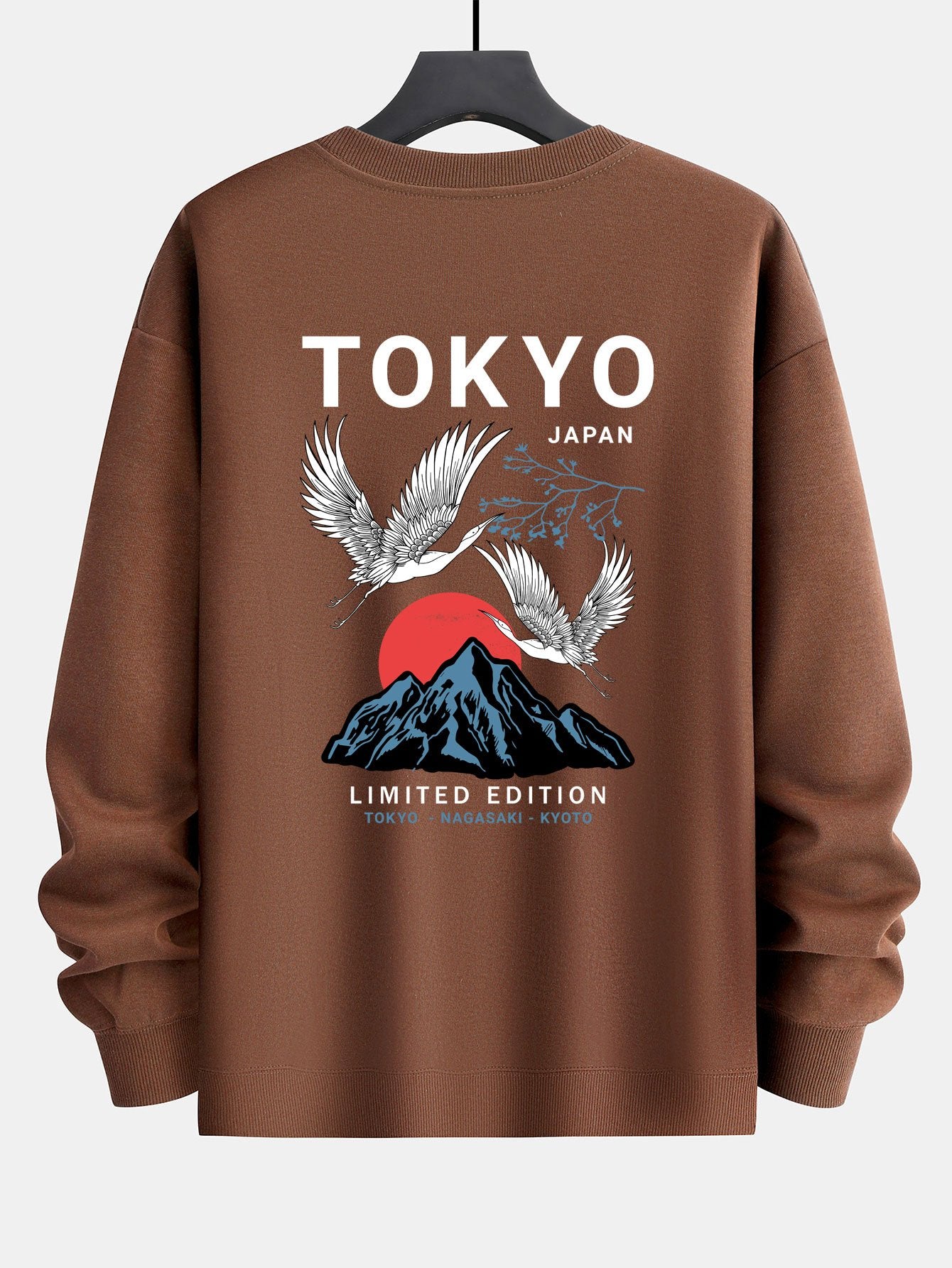 Tokyo Crane Back Print Relax Fit Sweatshirt