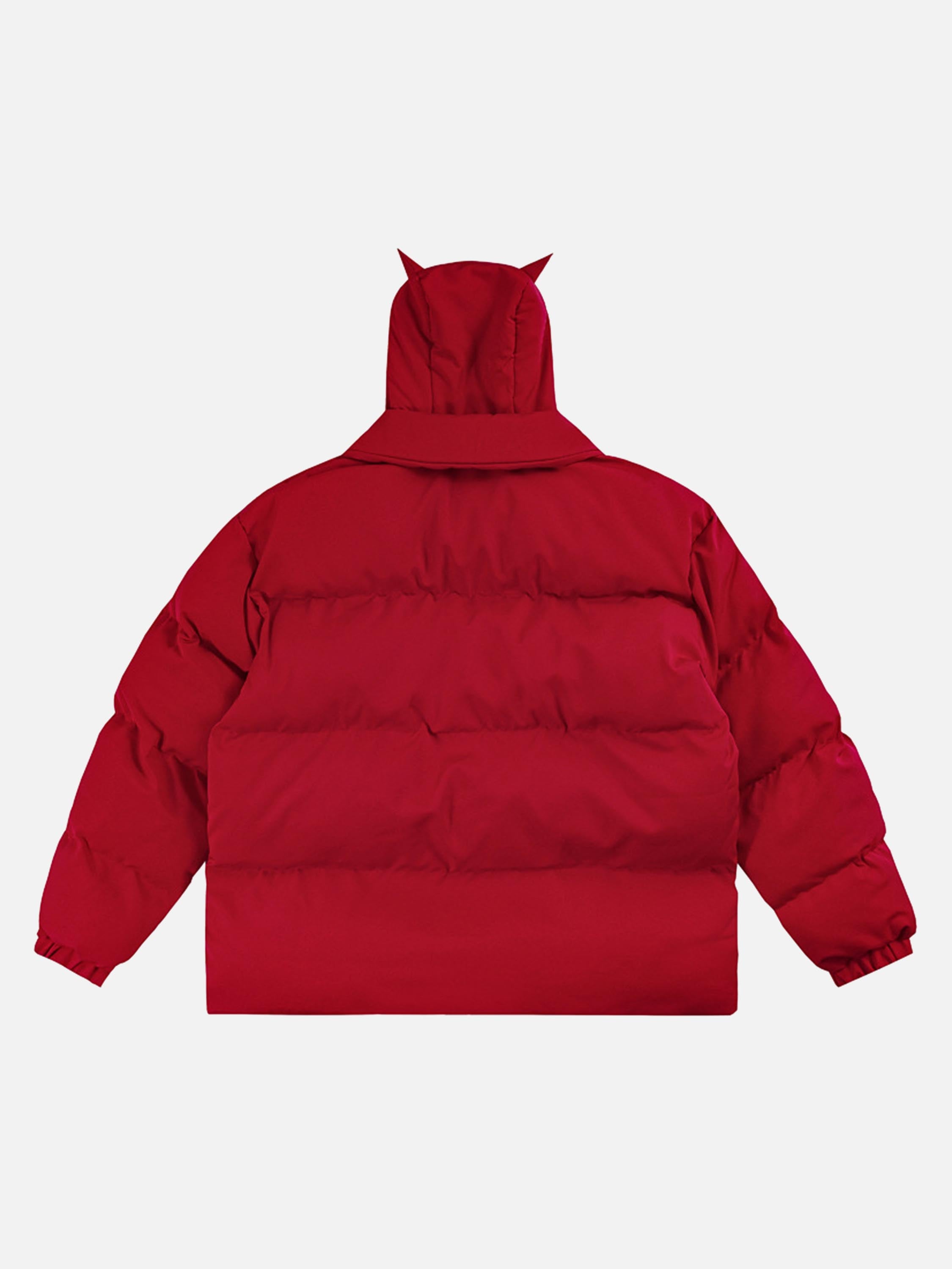 The Vimiaparty American Retro Little Devil Hooded Stand Collar Bread Suit Loose Down Jacket