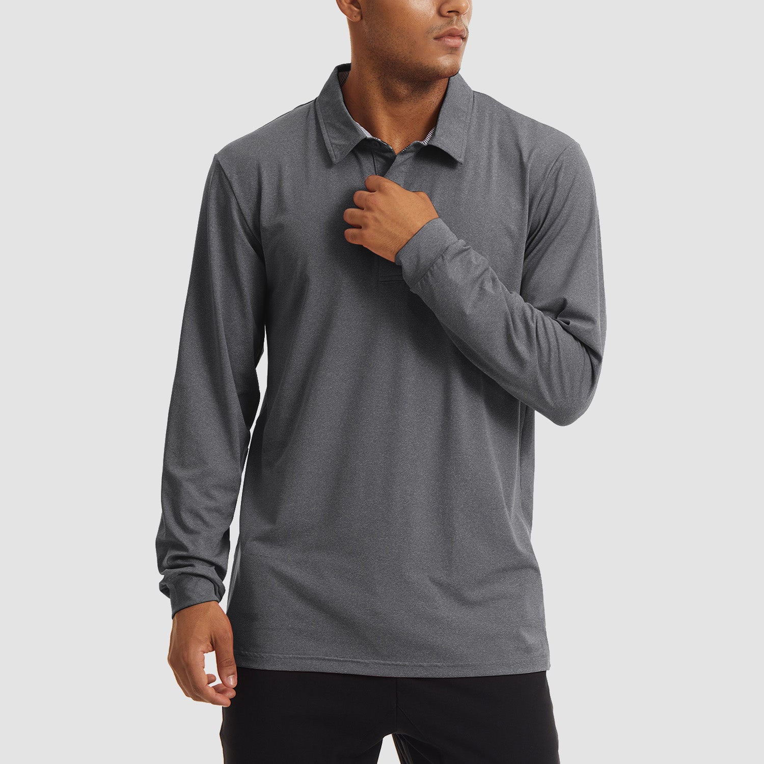Men's Polo Shirts Long Sleeve Golf Shirts Quick Dry Performance Pique Jersey Sport