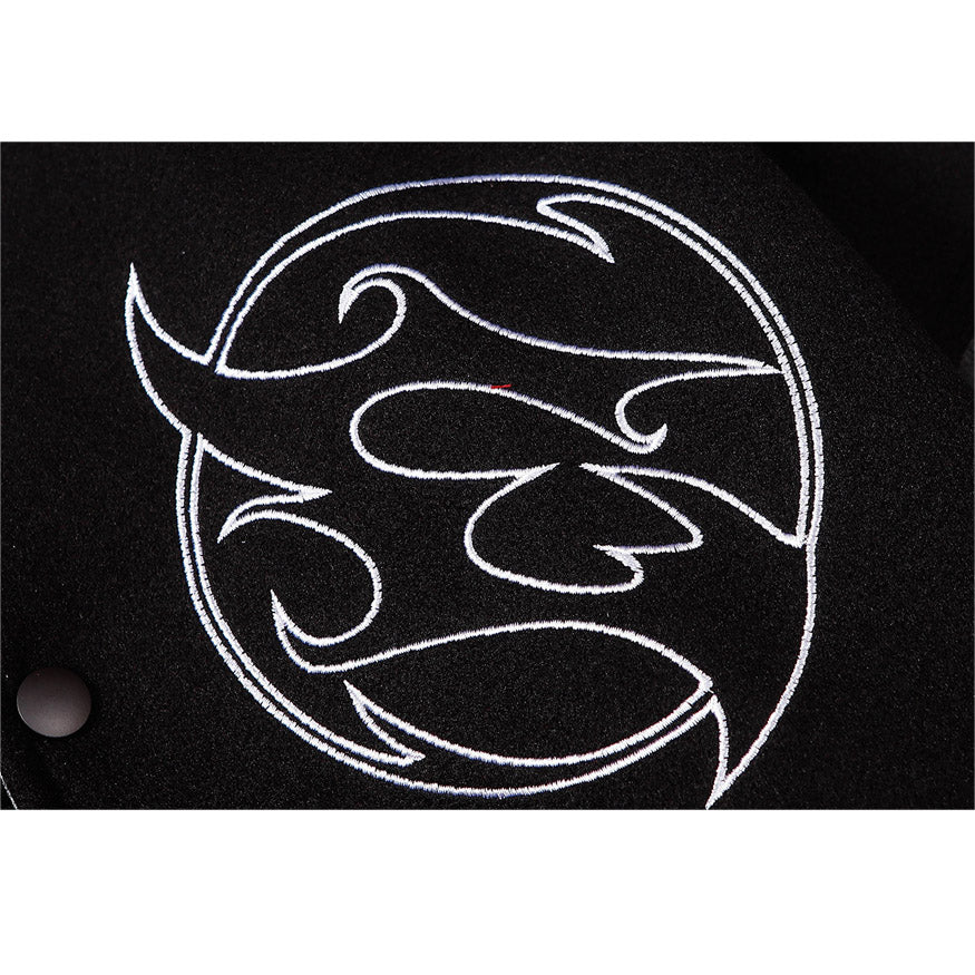 The Vimiaparty Symbol Embroidery PU Leather Stitching Jacket