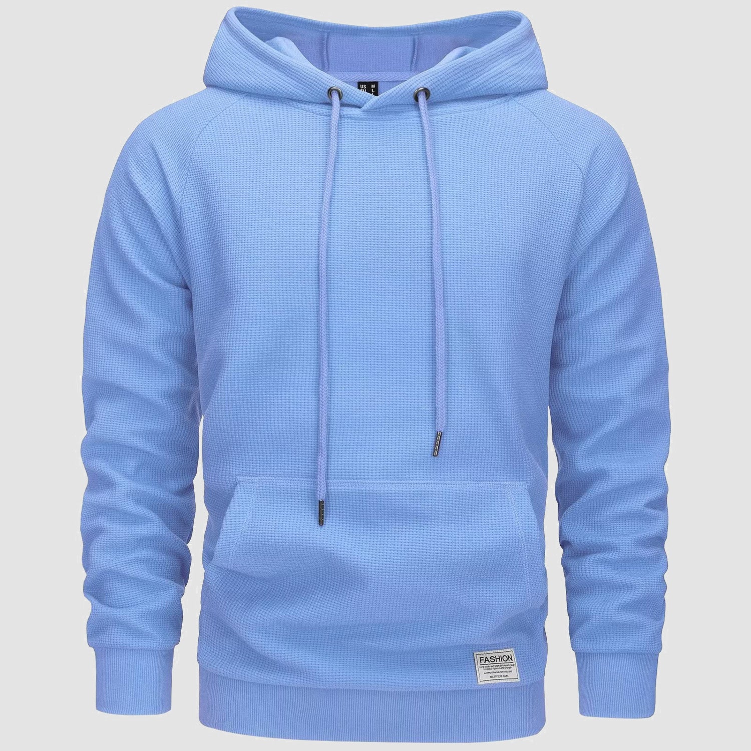 Men's Pullover Hoodies Waffle Knit Long Sleeve Drawstring Casual Active Hooded Sweatshirts with Kangaroo Pockets