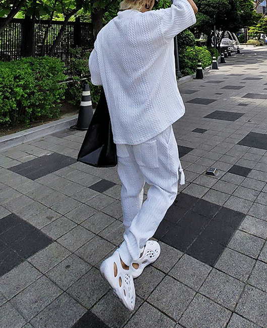 Casual Plain V Neck Half Sleeve Loose Shirt & Drawstring Pants 2Pcs Set