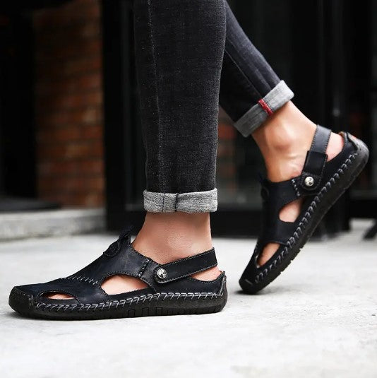 Cut Out Stitch Detail Slide Sandals
