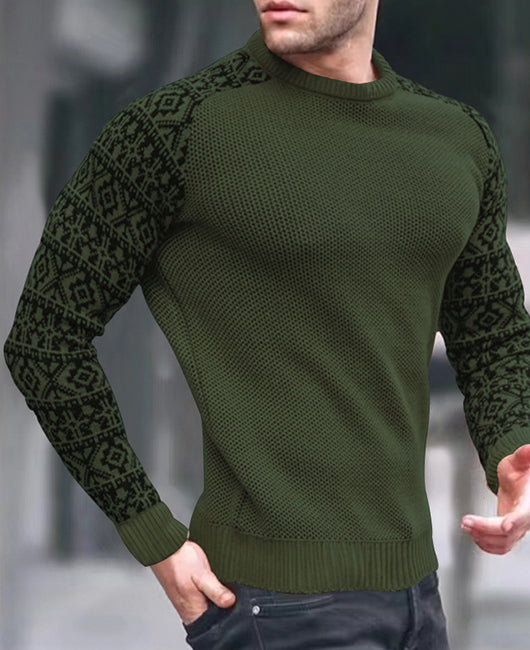 Contrast Geo Panel Waffle Knit Top