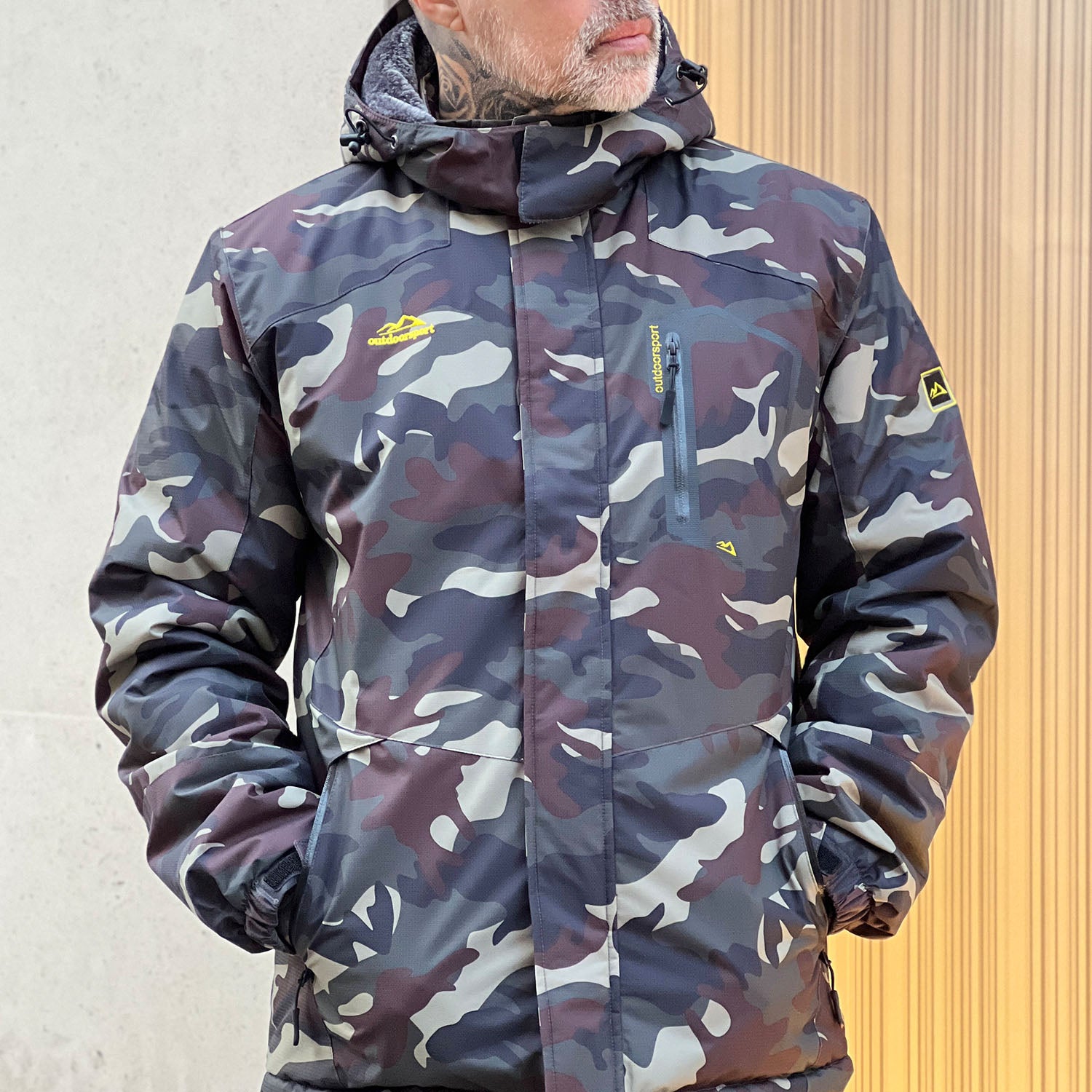 Men's Winter Jacket Water Repellent Ski Snow Jacket Warm Fleece Coat Parka Raincoats With Multi-Pockets