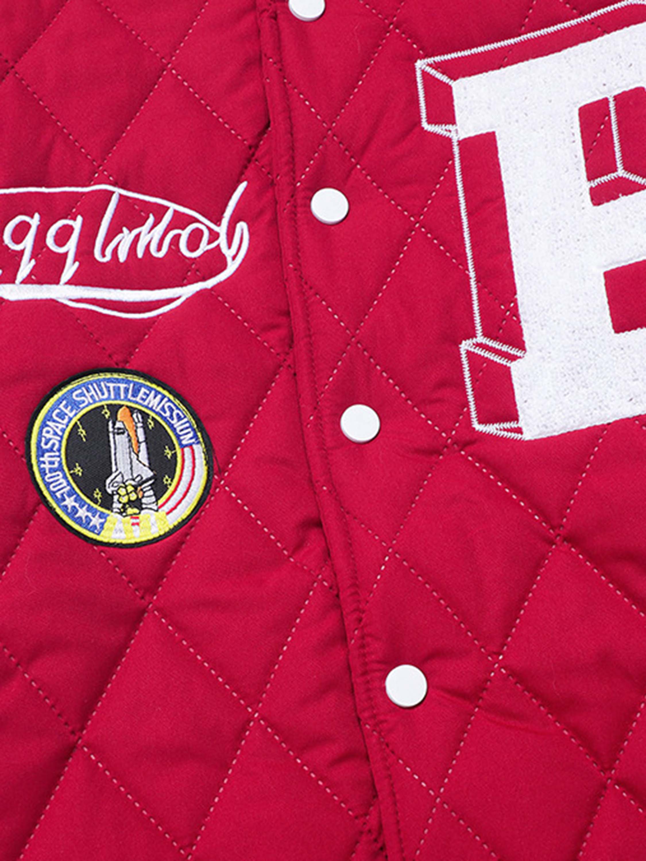 The Vimiaparty American Style Compound Velvet Check Thickened Cotton Baseball Suit Jacket