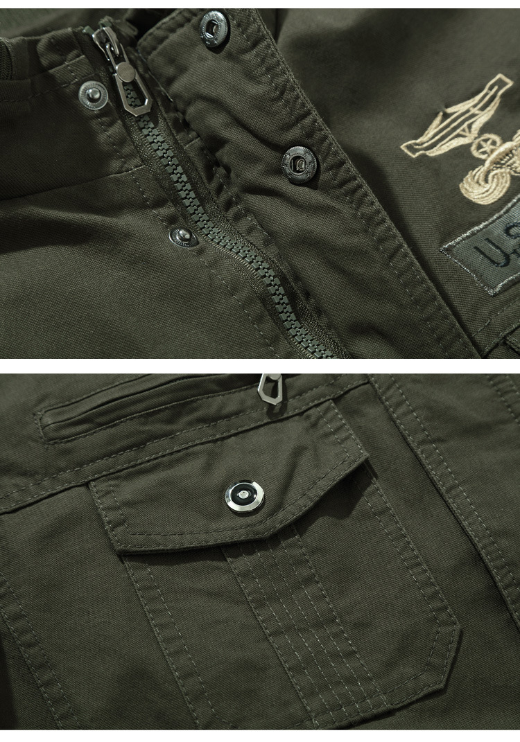 Men's Zip Pocket Military Cargo Jacket