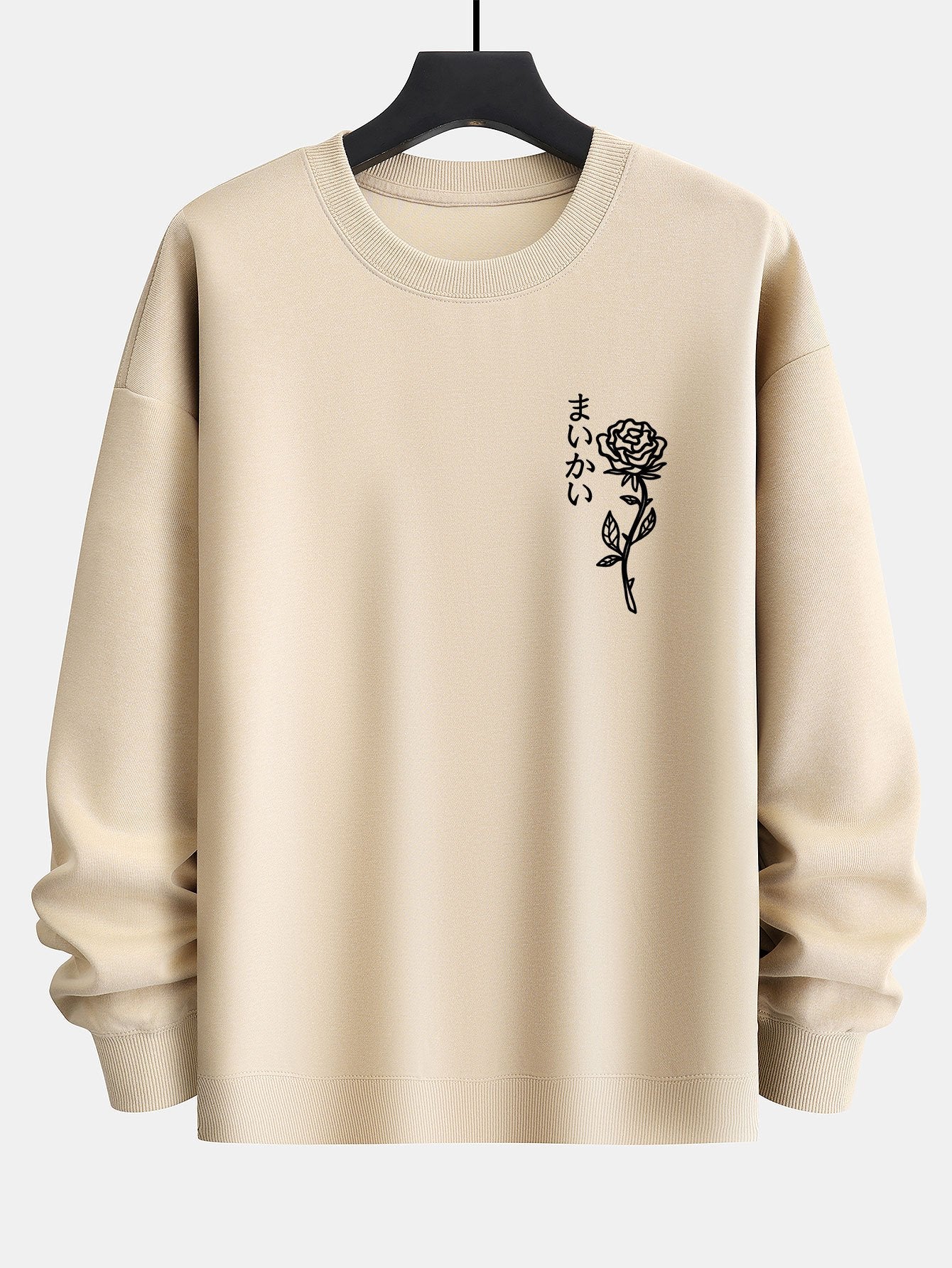 Japanese Rose Print Relax Fit Sweatshirt